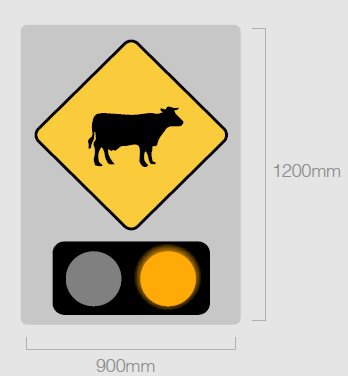 Cattle Crossing Signs with Flashing Amber Beacons