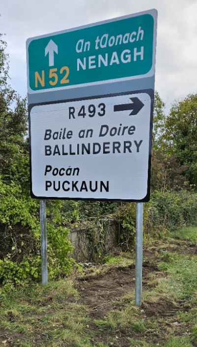 ballinderry and nenagh directional sign